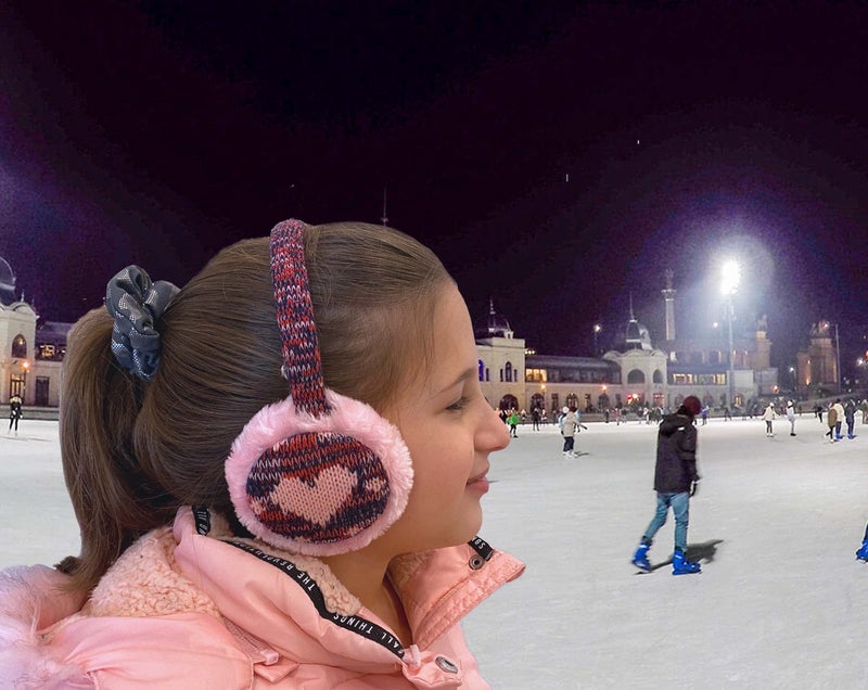 N'Ice Caps Kids Earmuffs Girls Winter Warm Adjustable Soft Plush Padded (One size fits all, Winter White Hearts) - Image 4